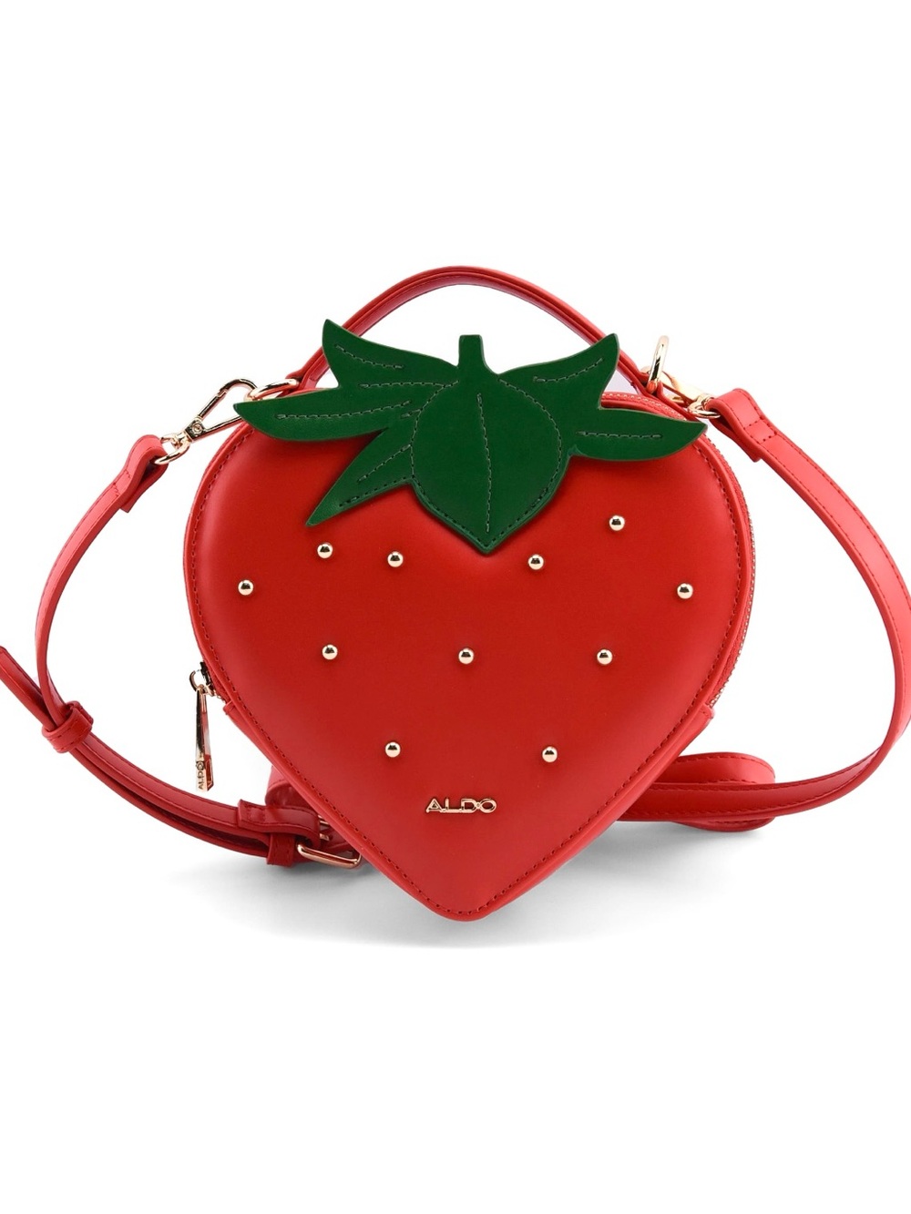 Aldo Red Berrysweet Strawberry Crossbody Bag Top Handle Strap Novelty - Picture 2 of 4